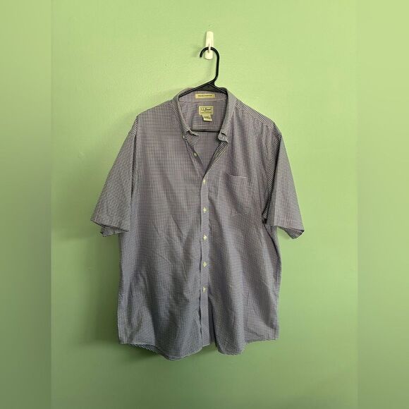 Bundle L.L. Bean Men's Gingham Short Sleeve Button Up Shirts - Blue Red White L - Picture 7 of 11